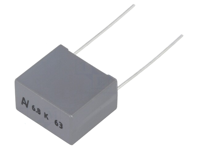 Condensator: polyester; 6,8uF; 40VAC; 63VDC; 15mm; ±10%; 18x10x16mm Condensator: polyester; 6,8uF; 40VAC; 63VDC; 15mm; ±10%; 18x10x16mm